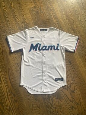 Nike White Miami Marlins Baseball Garcias Jersey